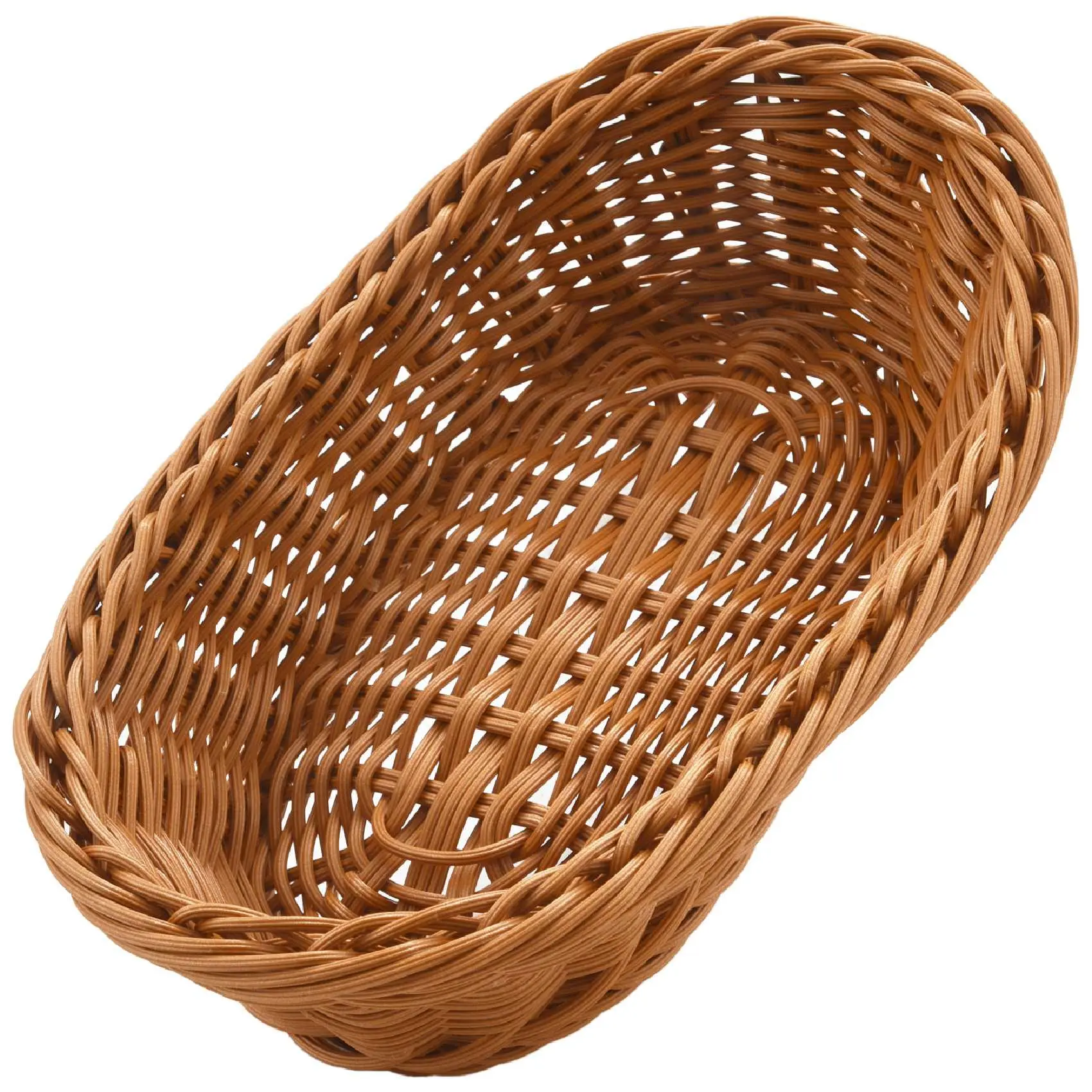 Oval Woven Bread Basket, 10.2-Inch Smooth Plastic Serving Container for Fruit, Snacks, and Household Items, Decor, Rattan, Home Organizer, Food Storage Organizer, Woven Look, Imitation Rattan, 26X16cm, Great Decor Pieces