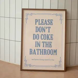 3 Options Color - Please Don't Coke In the Bathroom Wall Poster No , Funny Toilet Wall Art, Funny Restroom Decor, Girly Pastel Color Poster, Dorm Room Decor