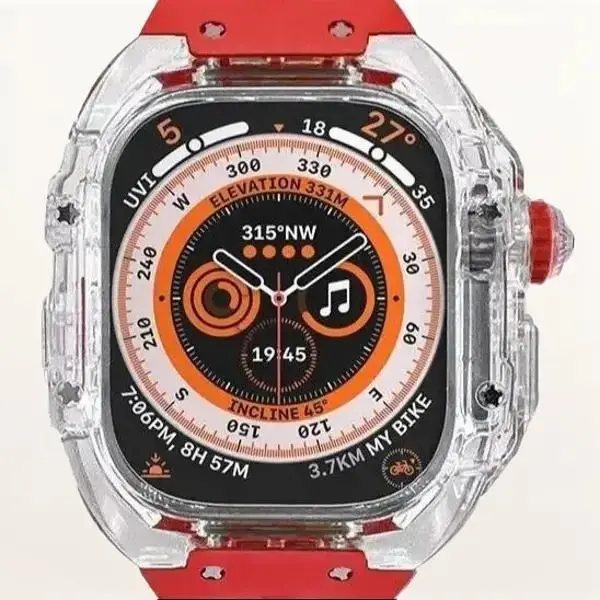 Ultra 2 49mm Transparent Case Band Waterproof Casual Sports Buckle Red