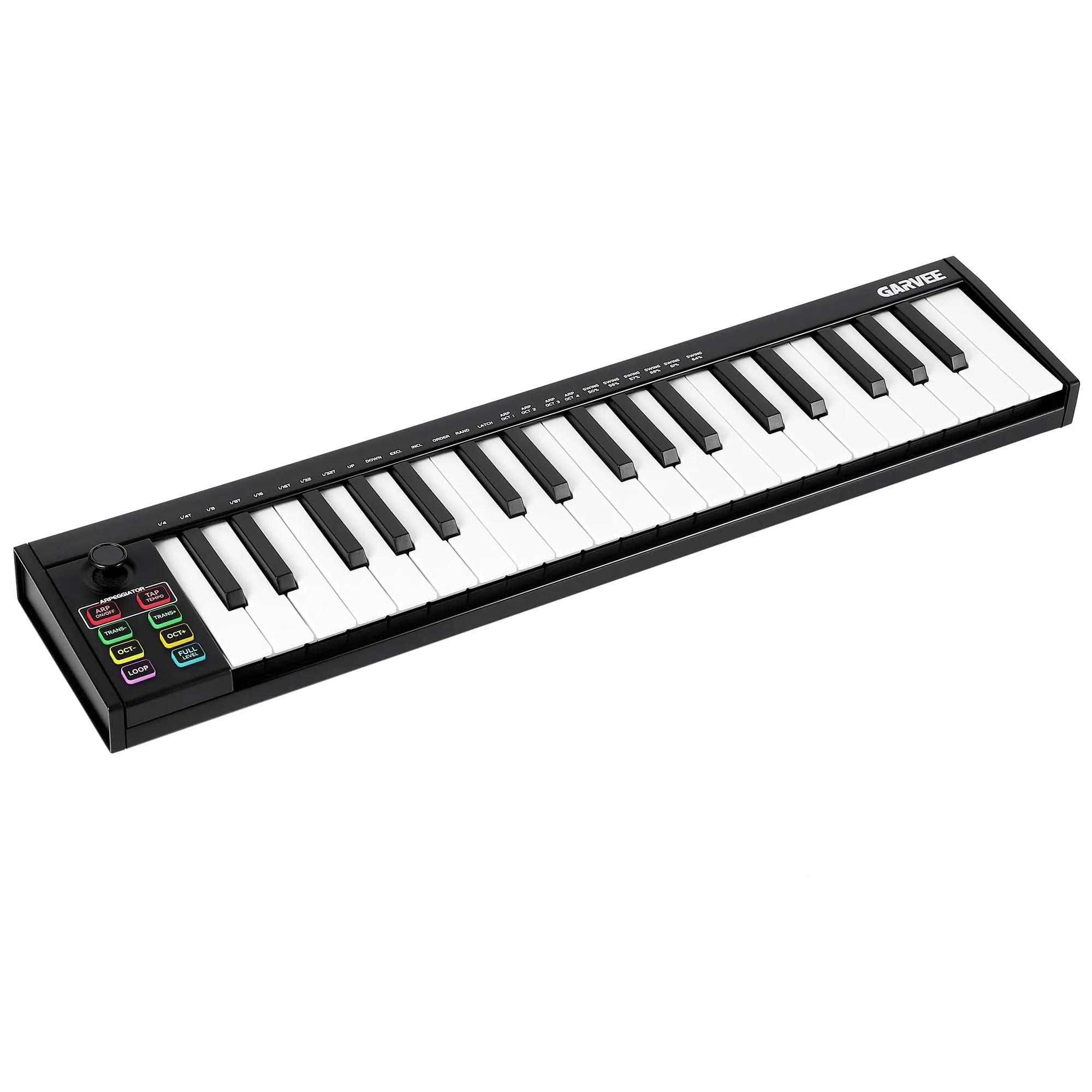 GARVEE 37-Key USB MIDI Electronic Piano Keyboard Controller - Multifunction, 8 Drum Pads, OLED Screen, DAW Integration, Black, for Professional Music Production