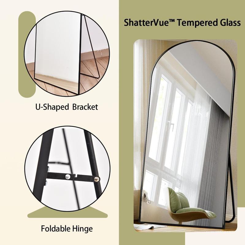 77"x38" Large Arch Mirror Full Length,  Wall Mirrors with  Alloy Frame, Full  Floor Mirror for Bedroom, Dressing Room, Black