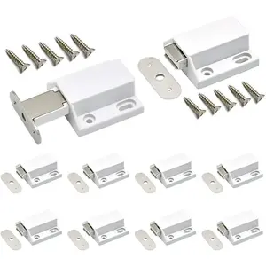 10 Pack  Push Latch Catch Push to Open Latch   Release Cabinet Catch for Doors Drawers Release Latch Kitchen Drawer Push Catch Pop Out Latch (White)
