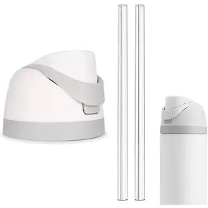 Replacement Lid for Owala Freesip, Compatible with Owala Cup 16oz 24oz 32oz 40oz, One Button Water Bottle Top Lid Replacement Accessory and Straws, Leakproof, BPA-Free (White)