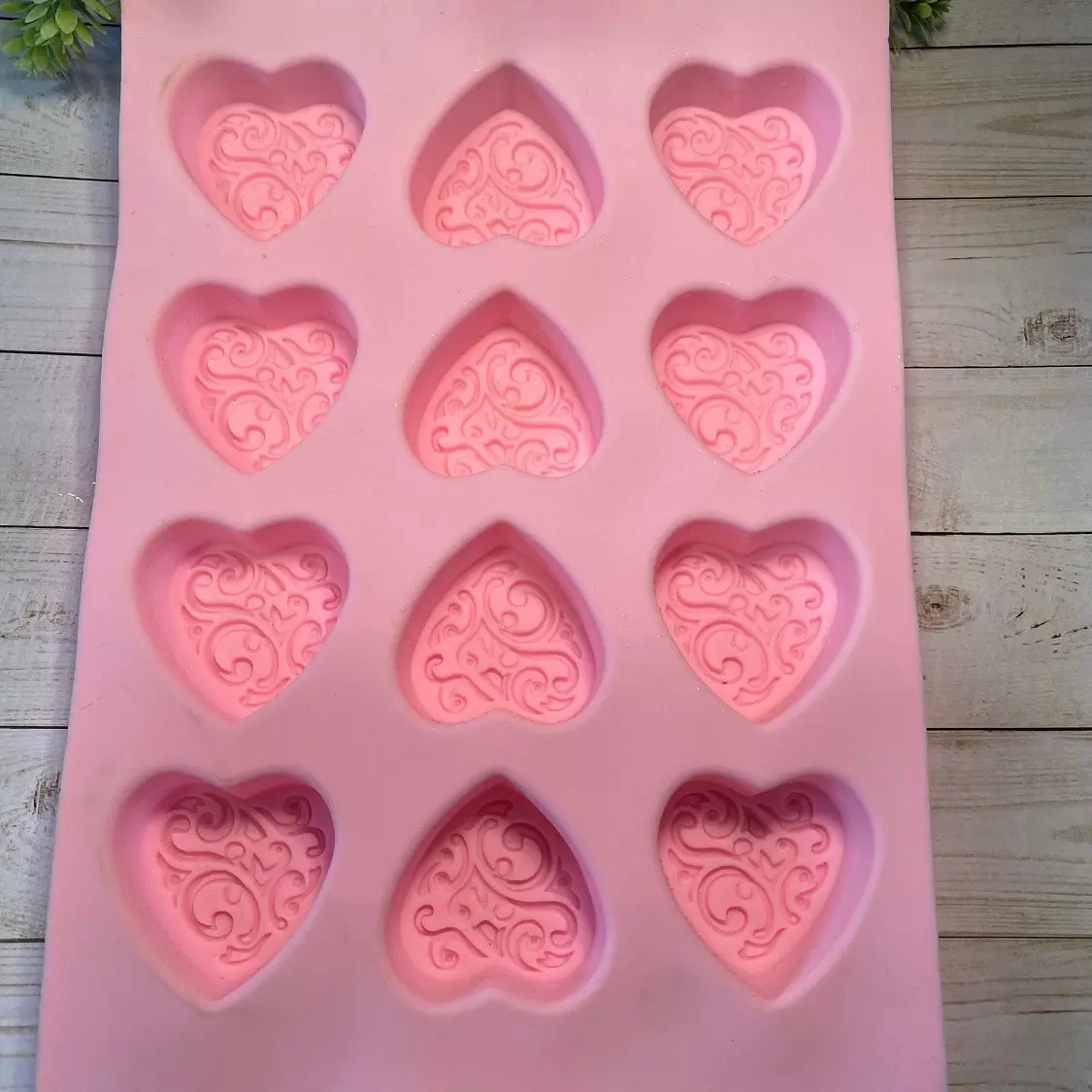 Silicone Mold for Valentine's Day Candies - 12 Cavity Victorian Heart Candy Mold - Romantic