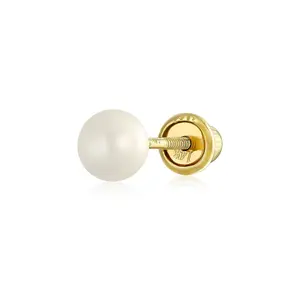 Minimalist 4MM Pearl 14K Gold Cartilage Ear Stud Earring June Birthstone Chic Elegant