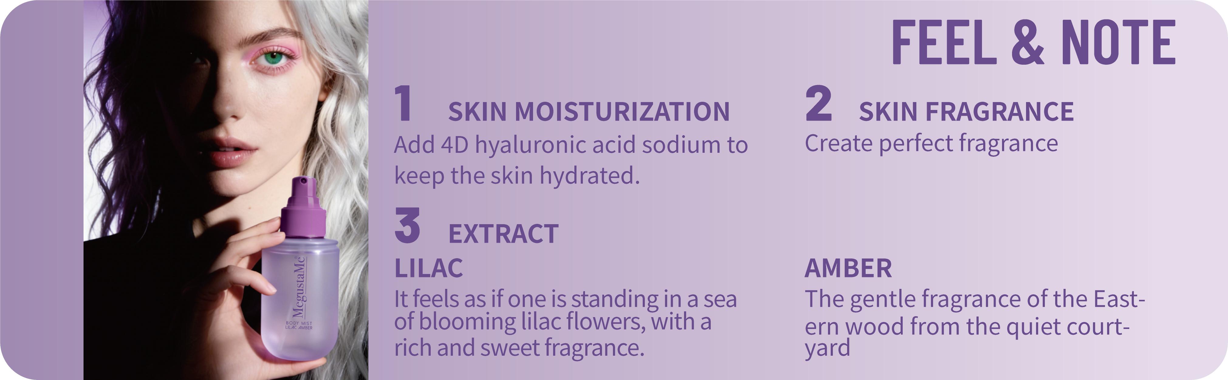 Lilac Amber Body Spray, long-lasting floral-woody mist, free of preservatives and phthalates, gentle and elegant daily perfume, safe skincare women's body fragrance, travel size 3.38 fl oz (100 ml)