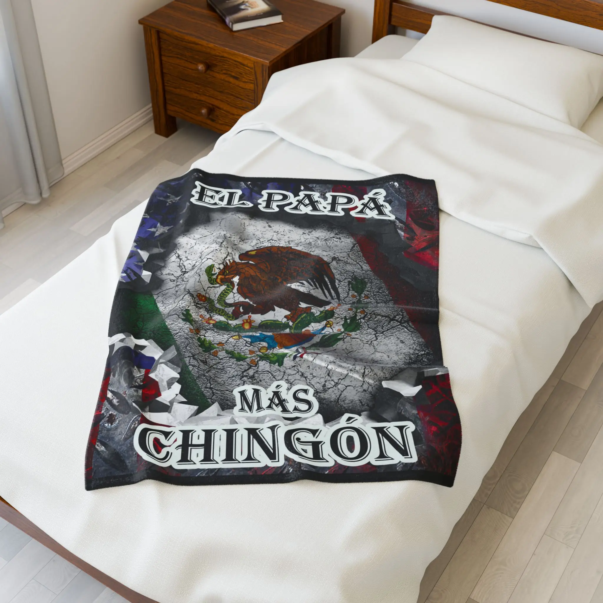 Mexican Pride Velveteen Plush Blanket, Father's Day Gift, Cozy Throw for Dads, Lightweight Home Décor, El Papá Más Chingón Blanket, Dad
