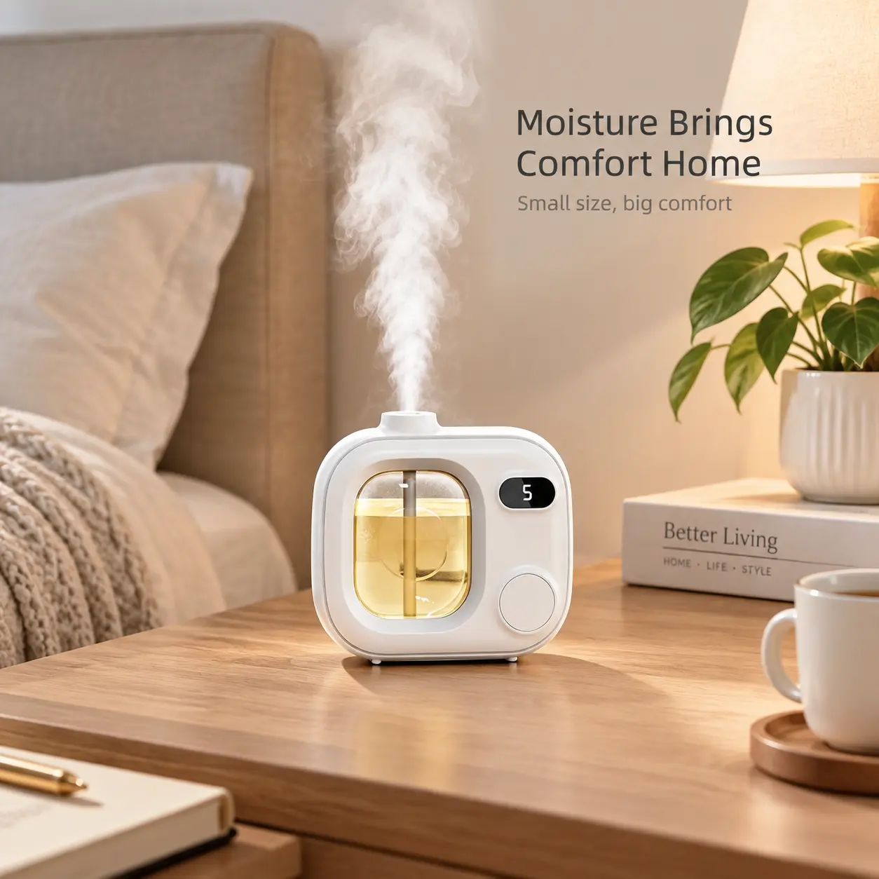Wall Mounted Mini Aroma Diffuser Humidifier - LCD Screen, 5 Adjustable Power Levels, 360-Degree Surround Mist, Portable Fragrance Aroma Humidifier for Bedroom, Office (Essential Oils Not Included), Aroma Diffuser Humidifiers