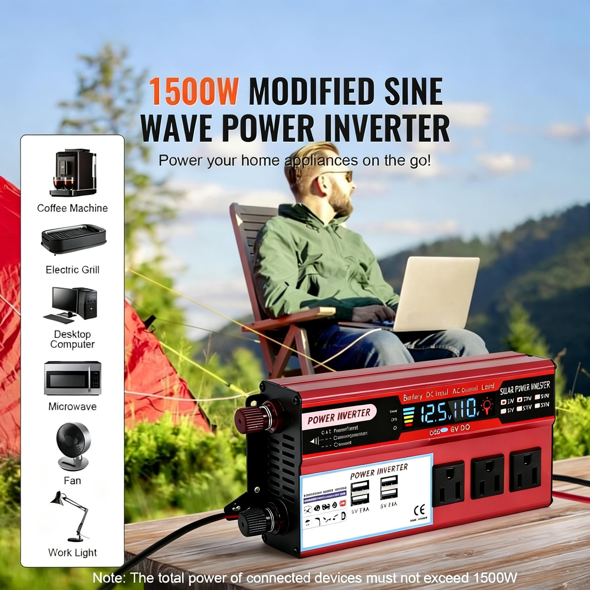 5000W Car Power Inverter DC 12V to 110V AC with Cooling Fan for Vehicle RV SUV Van Travel Camping