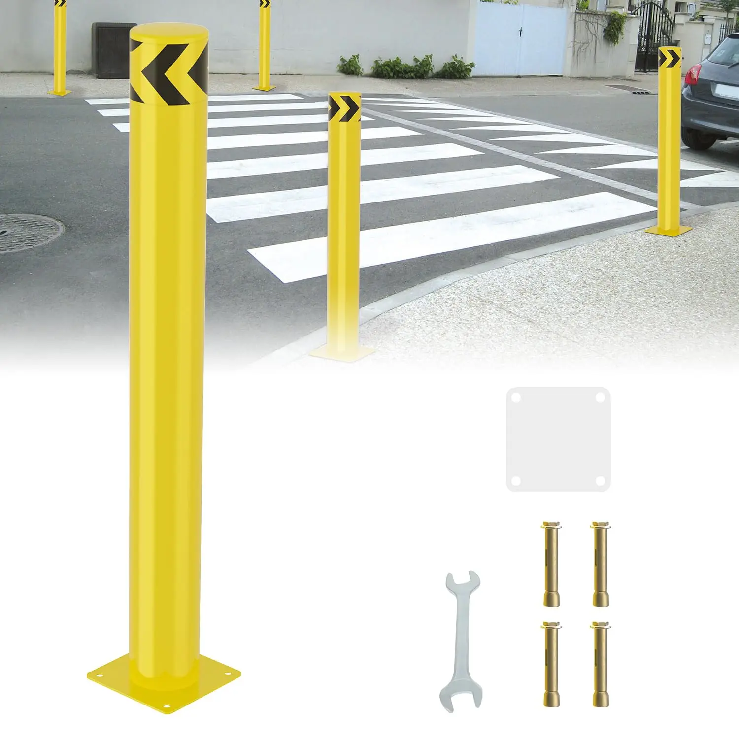 Nilight Super Strong Safety Bollard - 42 in Height Steel Post, High Visibility Safety Cones, 1 Pack, Super Strong Safety Cones