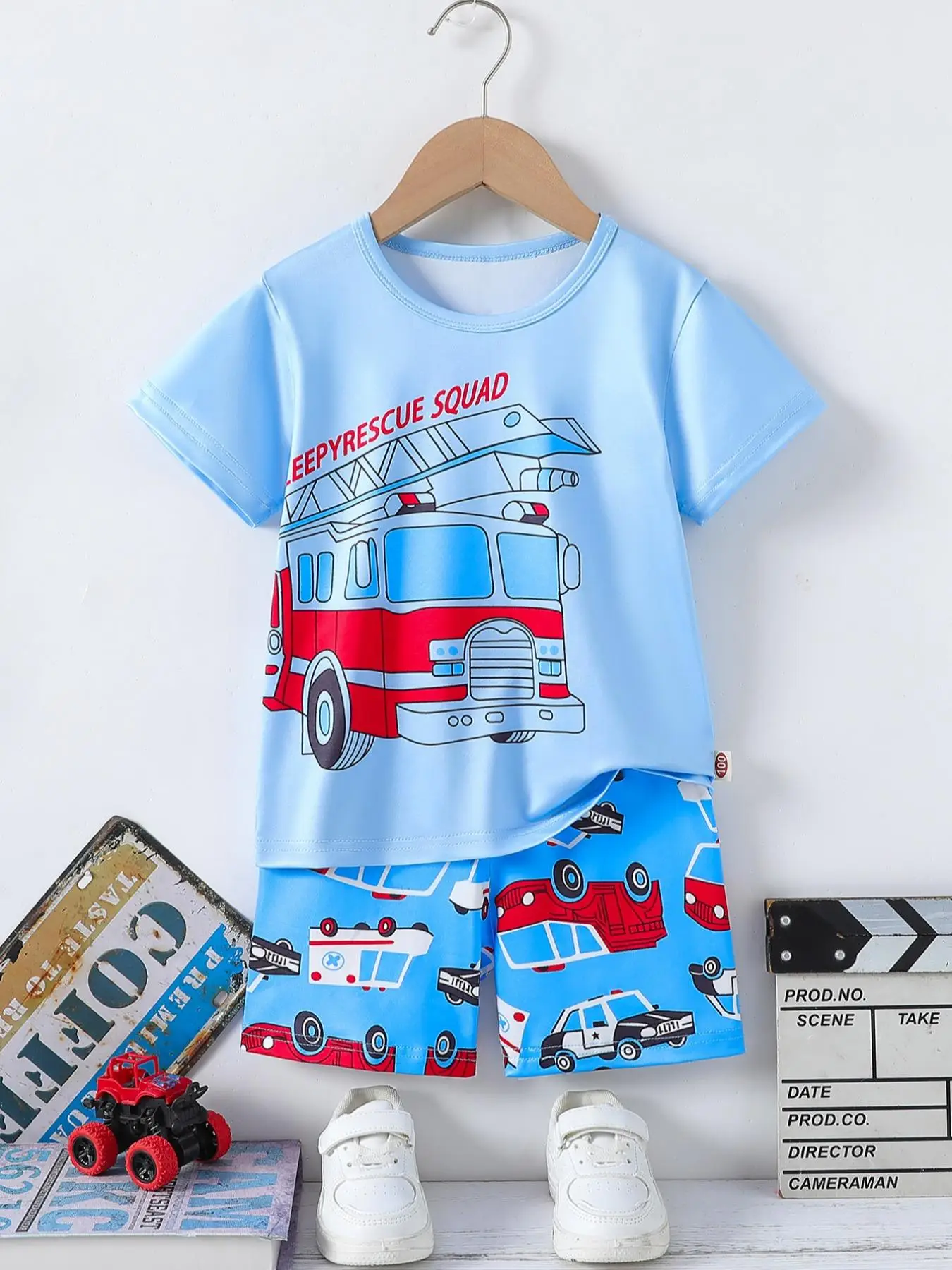 Two-Piece Set Boy's Graphic Print Tee & Shorts, Casual Round Neck Top & Shorts for Daily Wear, Kids Summer Clothes