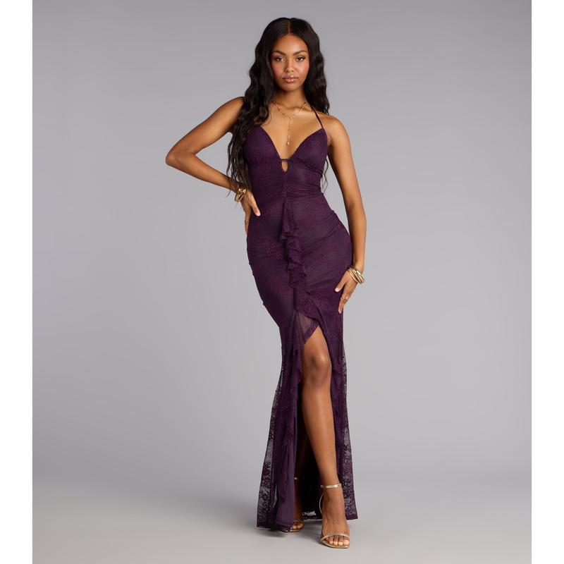 Donna Lace Ruffled Mermaid Formal Dress