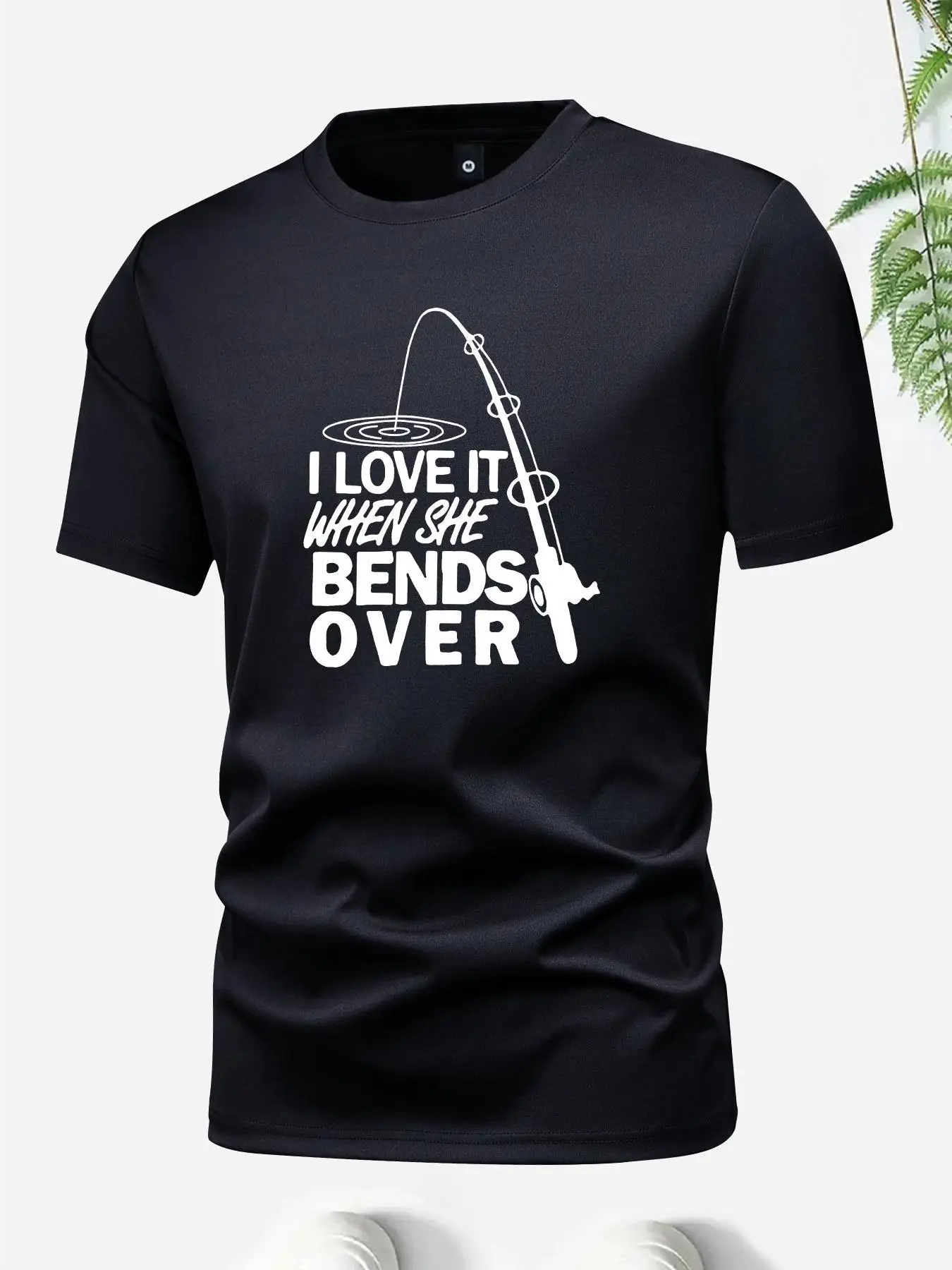 Men's Letter & Fishing Print Round Neck Tee, Summer Clothes, Casual Regular Fit Short Sleeve Graphic T-Shirt for Summer, Men's Top for Outdoor Activit