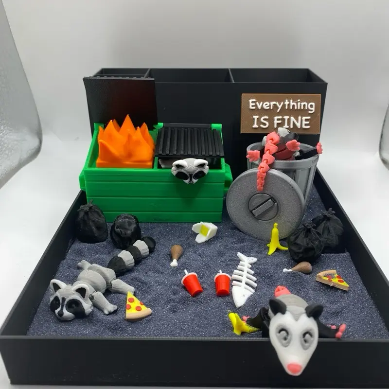 Dumpster Fire Zen Garden, Mini Desk Decor, Sensory Calming Sand Garden for Desk, Fidget Stress Relief, Office Decor, Cubicle Decor