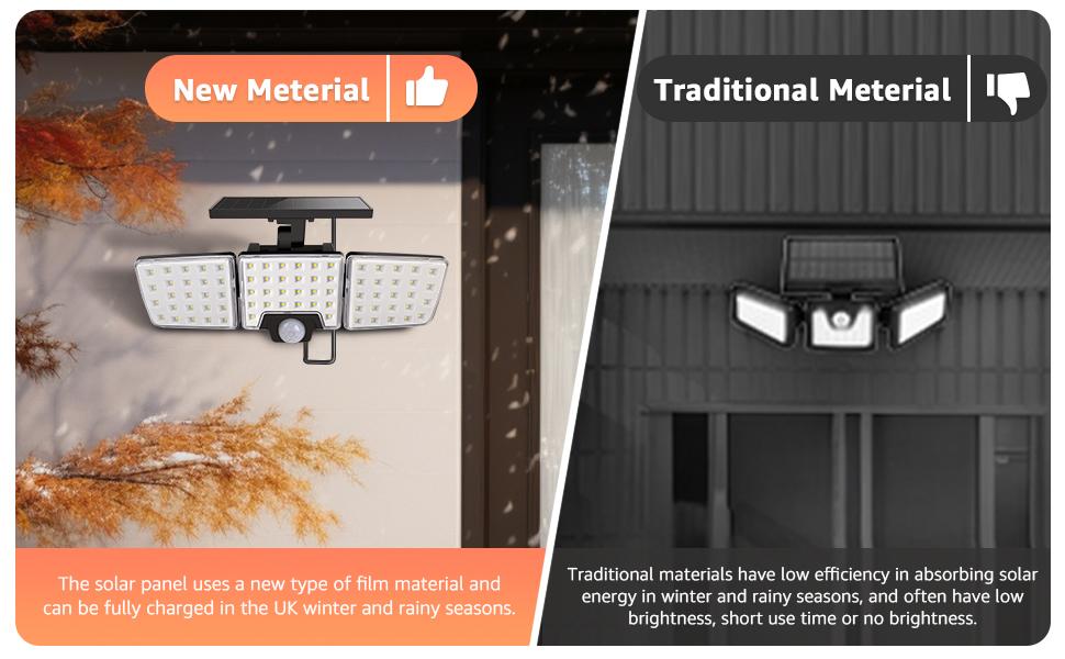 Lepro Solar Security Lights Outdoor Motion Sensor, 2 in 1 Separated and Integrated Remote Control IP65 Waterproof Solar Lights with 2 Light Modes, 3 Heads Floodlight for Garden Yard Garage