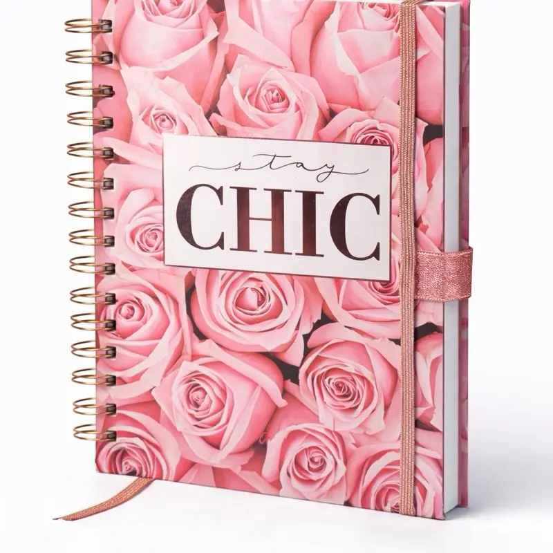 Chic Rose Notebook for Her - Stay Chic Design with Pink Roses and Gold Accents - Perfect Gift for Women