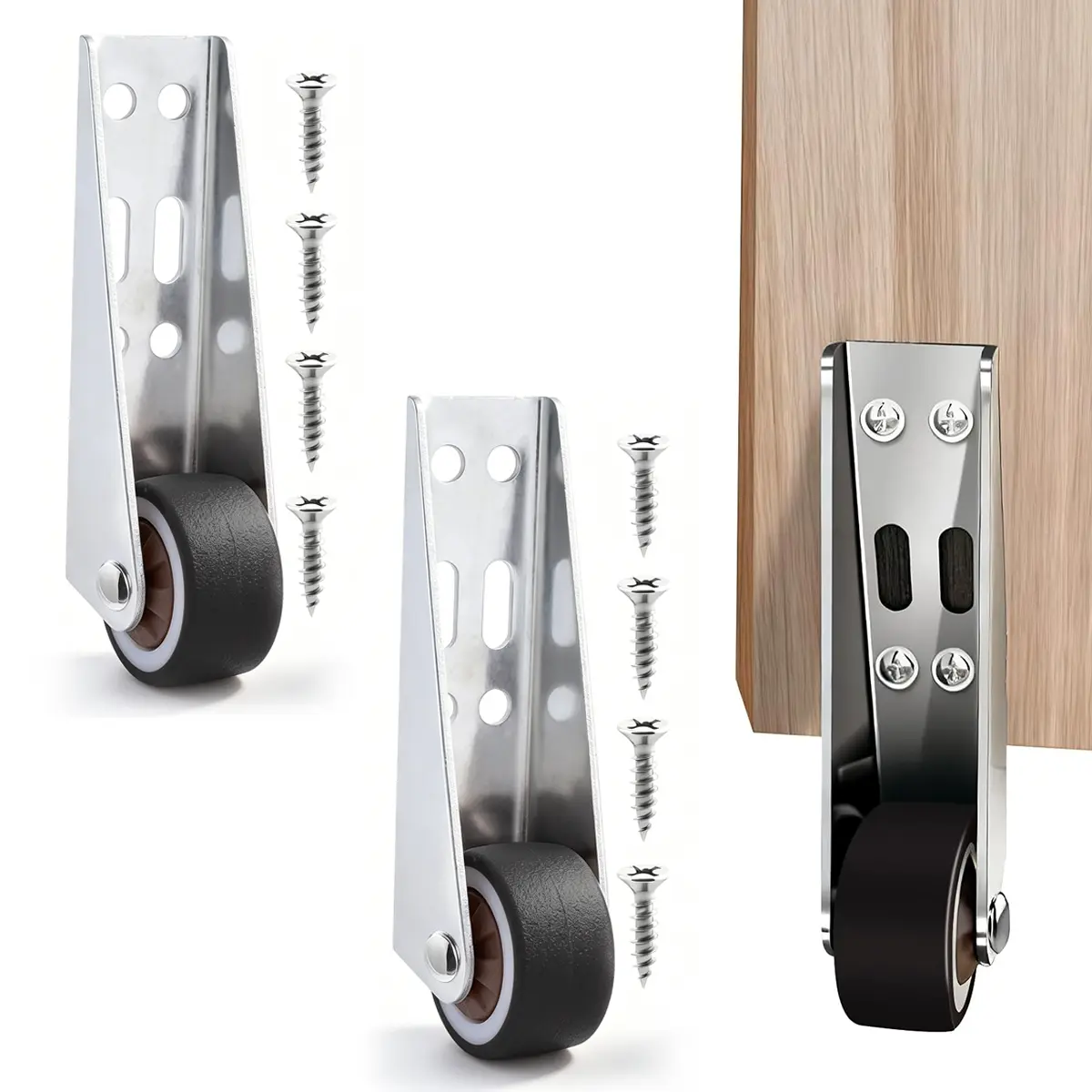 Heavy Duty Vertical Track Roller Wheel – 110lbs Sliding Door Bottom Guide, Anti-Wobble Stabilizer, Nylon Wheel & Aluminum Bracket, Smooth Quiet Sliding, Easy Install Replacement Hardware for Barn Door, Closet, Wardrobe & Cabinet Doors