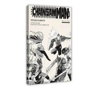 Chainsaw Man Anime Artwork Print Denji Manga Minimalist Poster Wall Hanging Decor Christmas for Anime Fan Makima Devil Hunter Art