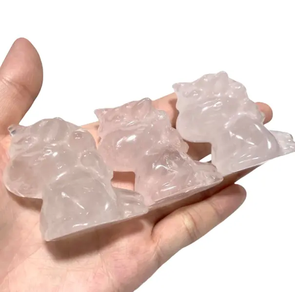 IG Crystal 2 Counts Rose Quartz Unicorn Crystal 4.5CM Natural Gemstone Semi Precious Healing Crystals Enhance Positive Energy Home Decoration