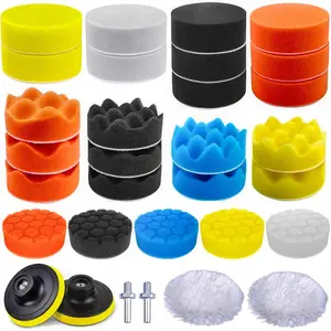 31pcs Car Foam Polishing Pads Kit, 3 Inch Drill Buffing Pad, Drill Buffer Polisher Attachment Buffing Kit for Car Polishing, Waxing, Sealing Glaze