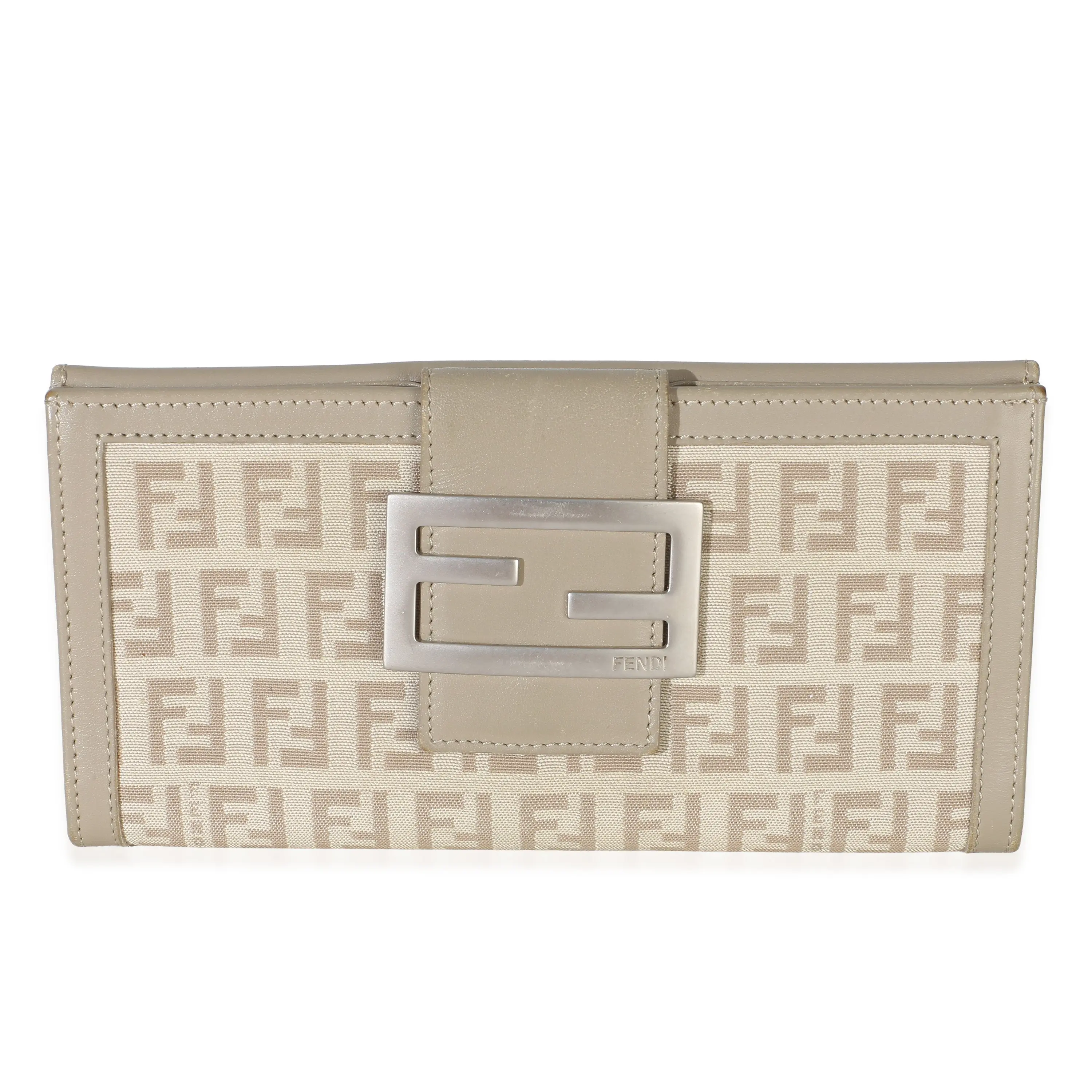Pre-owned Fabric Small leather goods Vintage Beige Zucchino Canvas Long Bi Fold Wallet