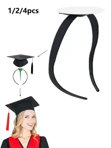 1/2/4pcs Bachelor Hat Headbands, DIY Graduation Cap Accessories, University Graduation Photo Props, Plain Stretch Fit, Adjustable Headband