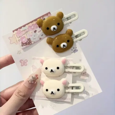Cute Cartoon Bear Hair Clip Set (4 Pieces), Adorable Bear Themed, Playful and Versatile Hair Accessories, Perfect for Daily Use, Ideal Birthday Gift, Girls Everyday Hair Clips, Kawaii Hair Clips, Little Girl Hair Clips, Hairclip