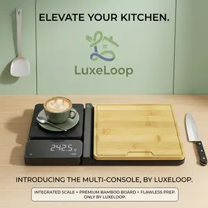 Kitchen 4-in-1 Bamboo and Wheat Straw Smart Electronic Chopping Board with Built-in Scale
