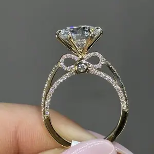 Women's fashion ring, exquisite luxury style, bow decoration ring suitable for Valentine's Day, holiday, work, dating, party, wedding, engagement, gift for wife, girlfriend, mother's birthday, anniversary, new year, all seasons