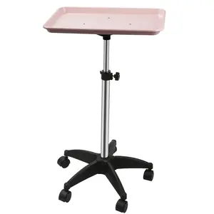 Salon Trolley Adjustable Height 29.5-42.9" with 360° Swivel Casters Pink Mobile Hair Dye Station Cart for Professional Use