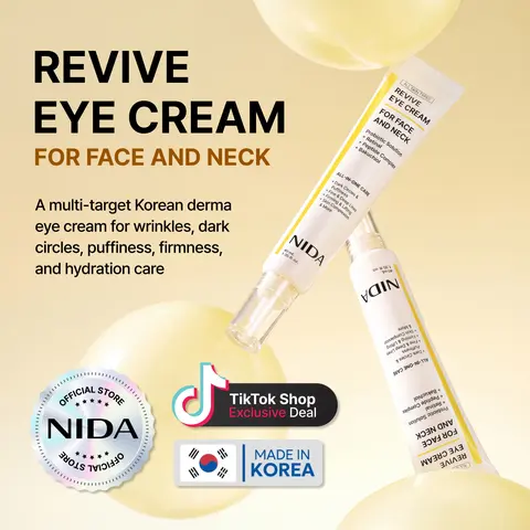 NIDA Revive Eye Cream For Face And Neck (40mL) / Probiotic Solution, Retinal, Peptide / Wrinkles, Fine Lines, Aging Skin Eye Care Formula