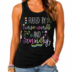 Fueled By Anxiety and Cuss Words Racerback Tank for Women
