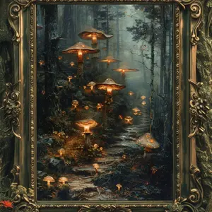 Unframed, Room Decor, Dark Gothic Fantasy, Mystical Woodland Mushroom Fungus, Magical Enchantment Landscape, Enchanted Forest Art Print, Fairy Flora Magic Wall Box