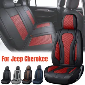 For Jeep Cherokee 2014-2023 2024 Luxurious Car 5 Seat Covers Full Set with Storage Bag, Nappa Leather All Wrapped, Car Front and Rear Seats Protector Waterproof, Breathable Car Seat Cushion Pad Mat, Carseat Cover Vehicle Interior Decoration Accessories