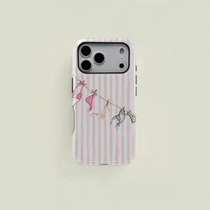 Bikini striped pattern phone case, sturdy and durable 2-in-1 case, compatible with iPhone 17/16/15/14/13/12/11 Pro Max/Plus/Pro, Galaxy S25/S24/S23 Ultra. Durable, stylish protection, and a great holiday gift.