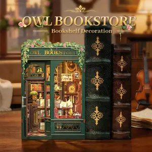 2026 Mother's Day Gift CUTEBEE OWL BOOKSTORE DIY Book Nook Kit with LED Lights 3D Wooden Miniature Library Decor Unique Gift for Mom Book Lovers