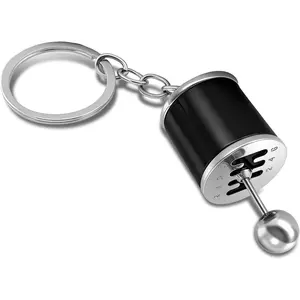 Car Shifter Gear Keychain, Creative 6 Speed Manual Transmission Shift Lever Keyring, Auto Gearbox Shifter Key Chain (Black)