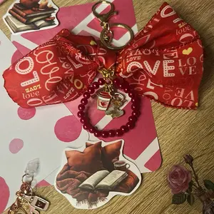 Purse Charm with Ribbon Bow Beaded Chain and Cluster Charm Silver or Gold Hardware Christmas Tree Charm