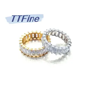 RECTANGLE  Cut  Ring Gold/Silver Color    Band Rings Statement Party Jewelry for Women/Men