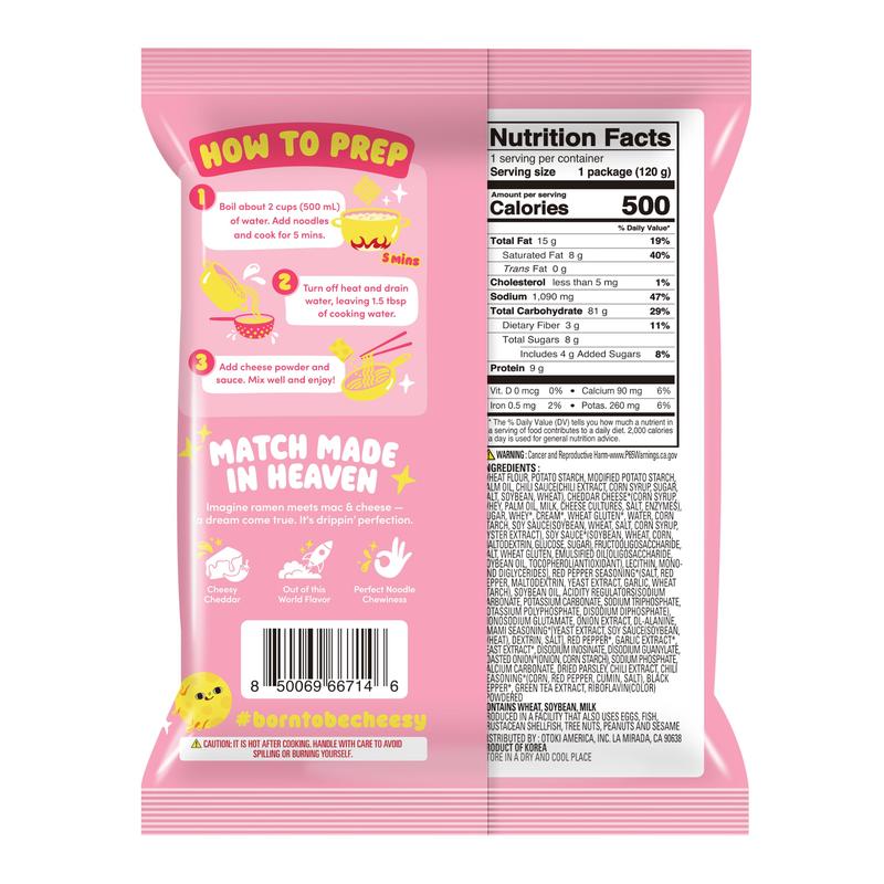 OTOKI Stir-Fry Cheesy Ramen – Spicy Chili & Cheddar Flavor | Bold, Cheesy & Spicy Stir-Fry Korean Instant Noodles (4 Pack, 15.66oz)