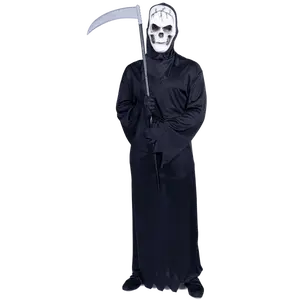 Grim Reaper Costume For Adults - Black Scary Costume Dress Set with Realistic Look For Halloween, Theme Party & Horror Costume Party