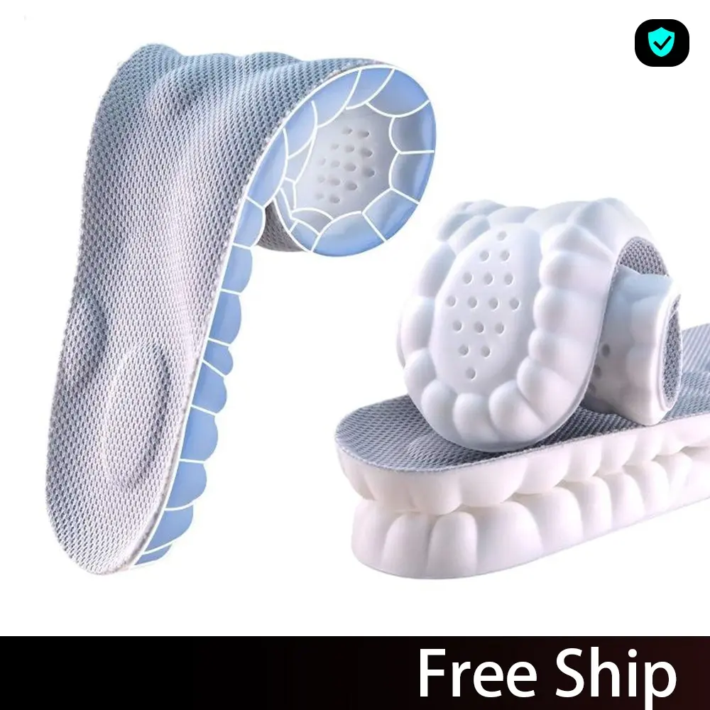 Unisex 4D Cloud Insoles, Lightweight Anti-Fatigue Support Shoe Inserts, Ultra-Soft Shock-Absorption, Breathable Massage Design for Ft Pain Relief in Standing, Walking Work Shoes