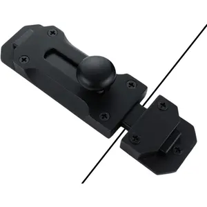 Matte Black Solid Aluminium Slide Bolt Latch, Large Size Thickened Door Barrel  Latches, Heavy Duty  Gate Sliding Latch Lock (5.5 Inch, Black Tone)