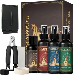 9 count Guitar Cleaning Maintenance Kit with Guitar Cleaner, Polish, Fretboard Oil, String Oil, for  Guitar Types, Ideal for Beginners, Players, and Collectors