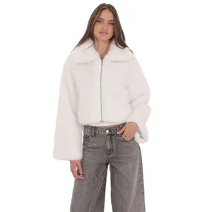 Faux Fur Cropped Jacket in White