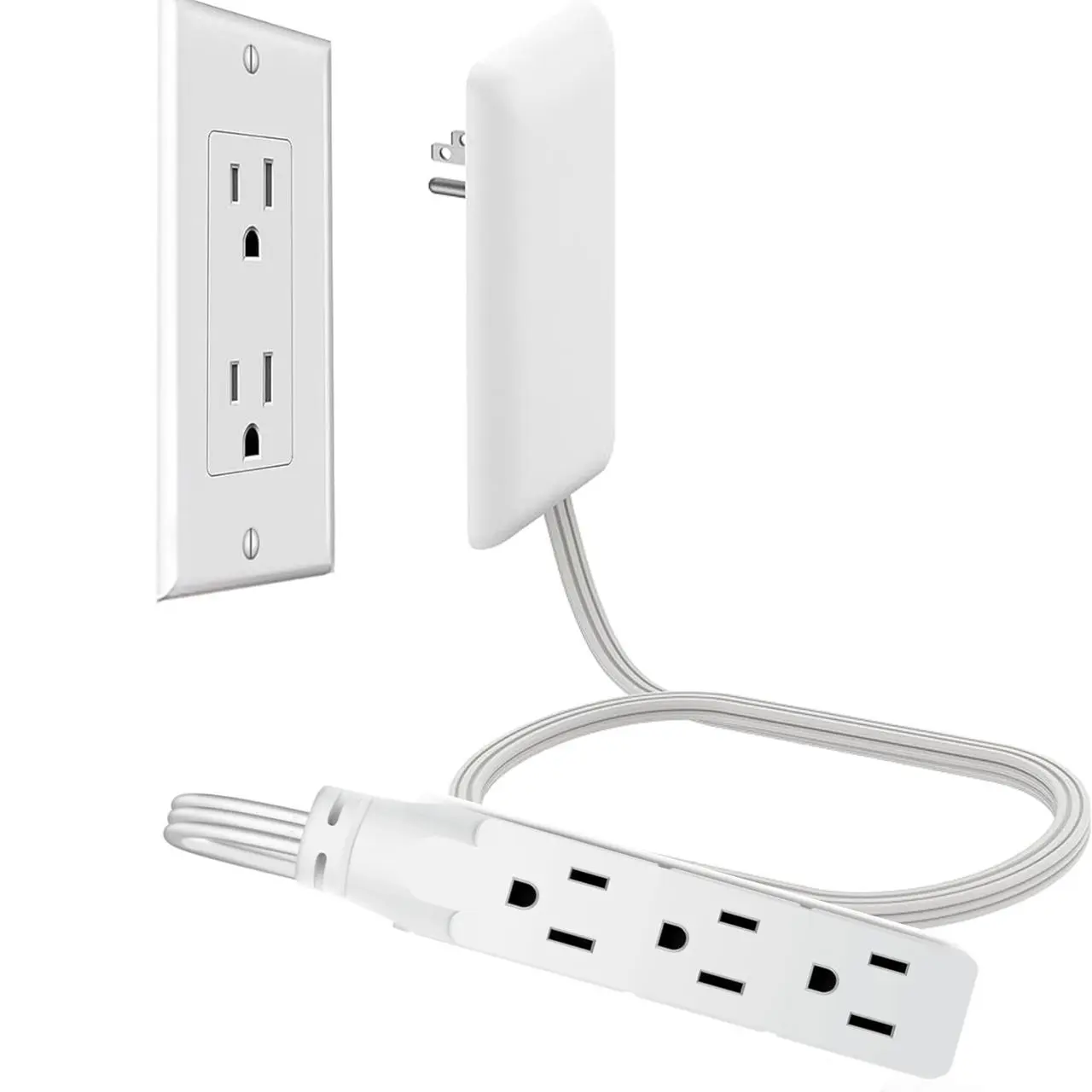 Flat Plug Extension Cord for Indoor Use – ETL Listed Power Extension Cable – UL 817 Compliant Flexible Cord Set for Home & Office