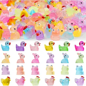 Mini   to  72 count Luminous  Miniature Figurines Bulk Glow in The Dark Include Little Ducks Small Chicken Rabbits Frogs for Garden  Landscape Aquarium Potted