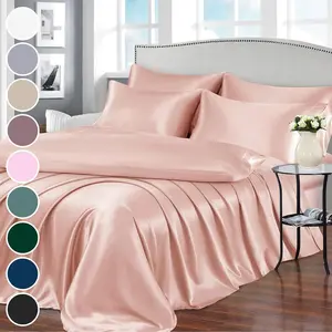 7 pc King Size Bedding - Champagne Luxury Bedding Set, Deep Fitted Sheet, Flat Sheet, 4 Pillowcases, Body Pillowcase
