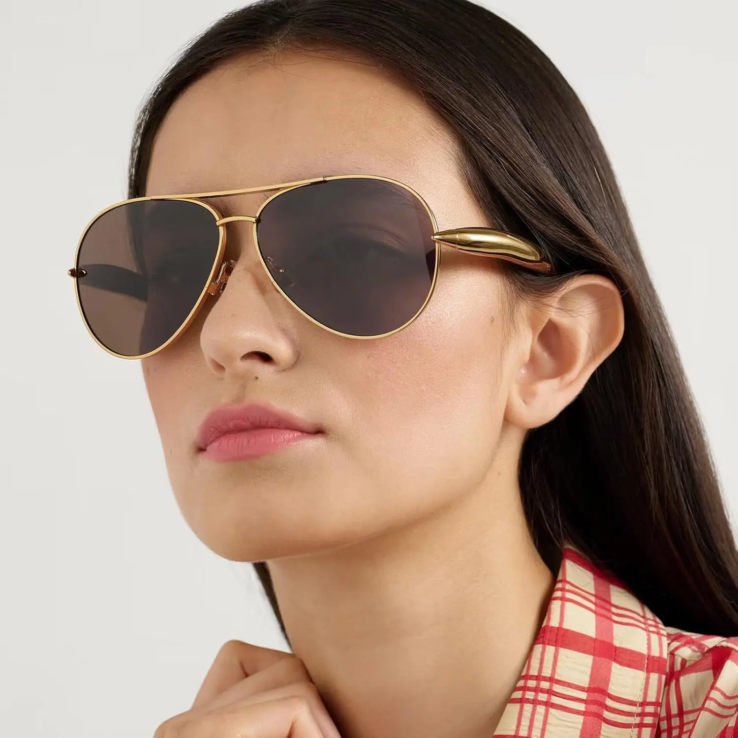 Oversized Retro Aviator Sunglasses for Women Men 70s Vintage Trendy Chunky Sun Retro Aviator Sunglasses for Women Men Oversized Classic 70s  main image 4