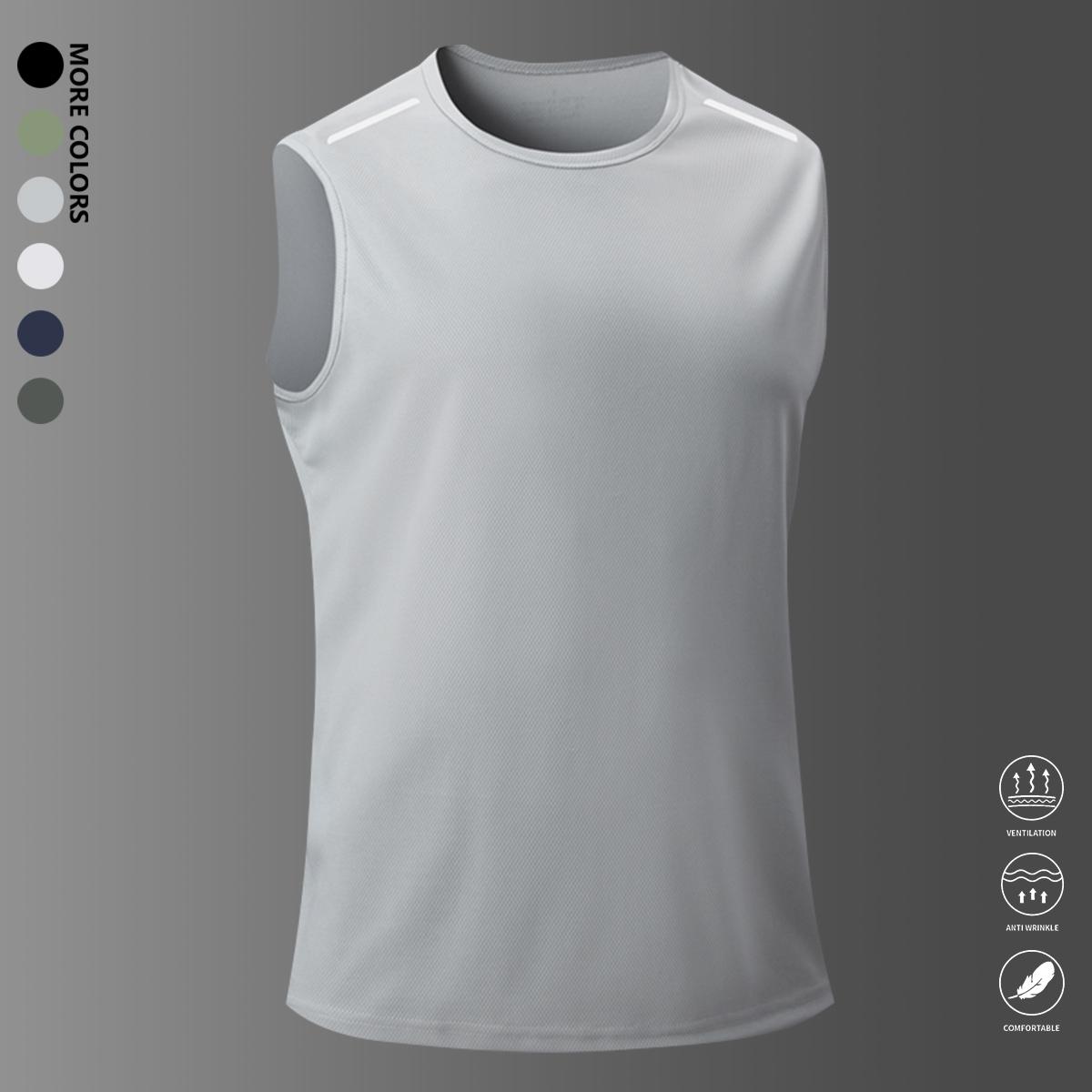 Men’s 3-piece sleeveless T-shirt set — breathable, quick-dry athletic shirts suitable for summer gym workouts, running, and training